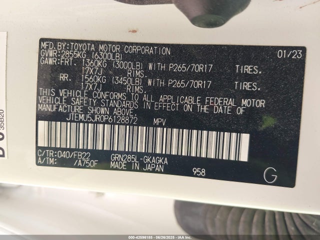 JTEMU5JR0P6128872 Toyota 1gr-fe