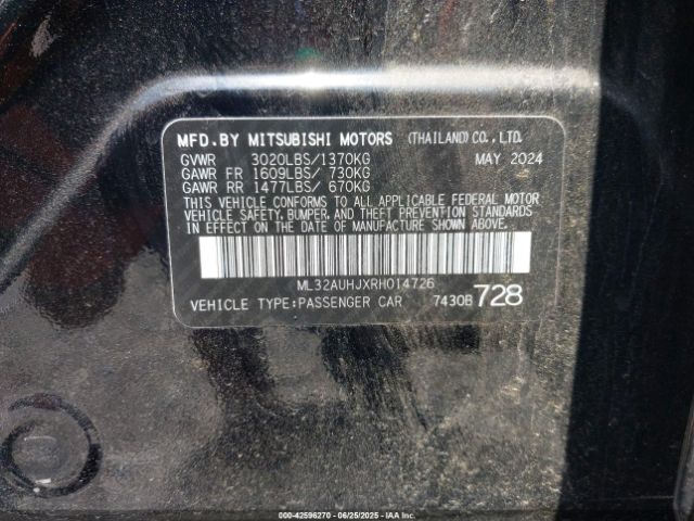 2024 MITSUBISHI MIRAGE ML32AUHJXRH014726 Photo 8
