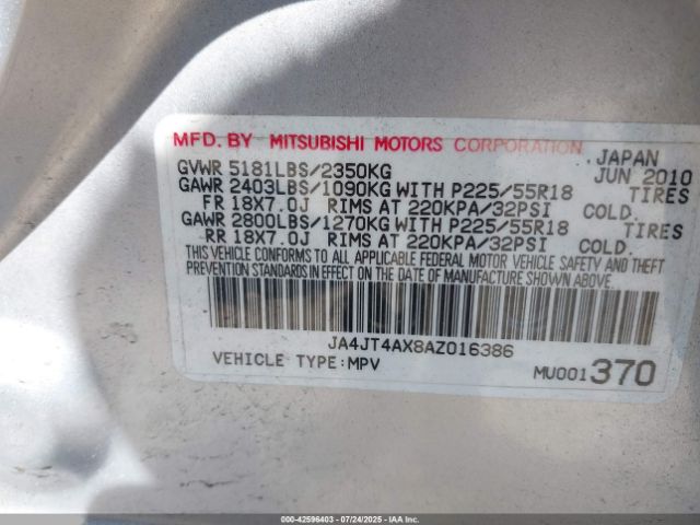 2010 MITSUBISHI OUTLANDER JA4JT4AX8AZ016386 Photo 8