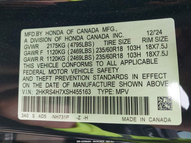 2HKRS4H7XSH455163 Honda l15be
