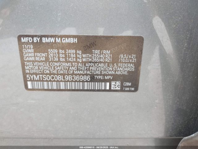 2020 BMW X3 M 5YMTS0C08L9B36986 Photo 8