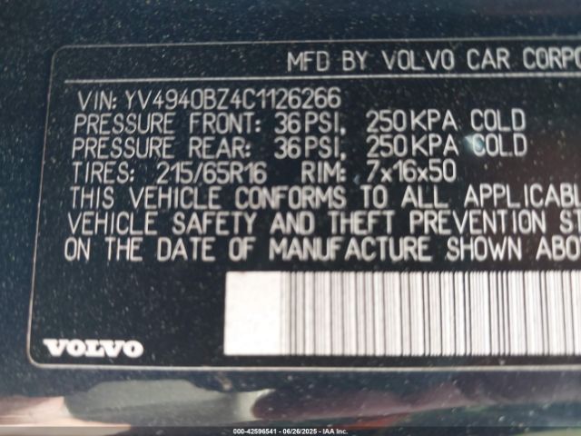 2012 VOLVO XC70 YV4940BZ4C1126266 Photo 8