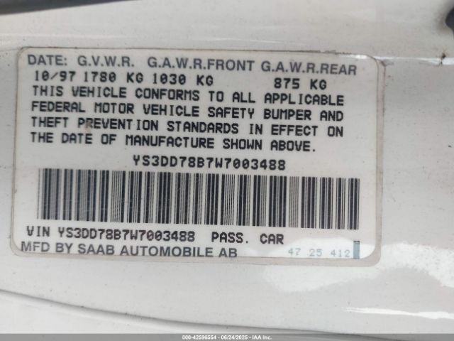 1998 SAAB 900 YS3DD78B7W7003488 Photo 8