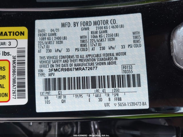 3FMCR9B67MRA72677 Ford dragon