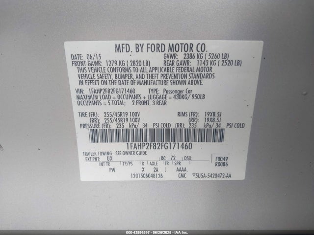 Ford 2015 2015 1FAHP2F82FG171460 Image 9