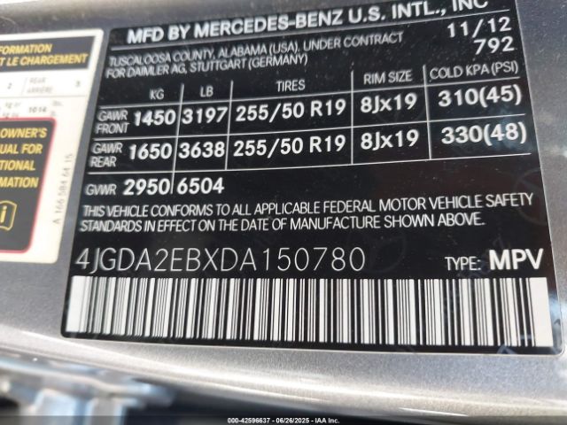 2013 MERCEDES-BENZ ML 350 BLUETEC 4JGDA2EBXDA150780 Photo 8