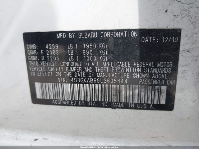 4S3GKAB69L3605444 Subaru 2020