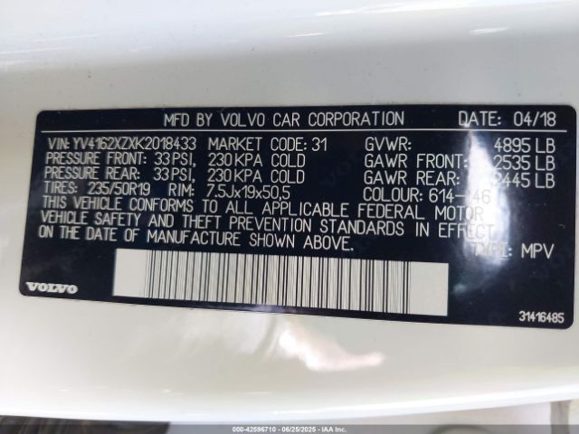 2019 VOLVO XC40 YV4162XZXK2018433 Photo 8