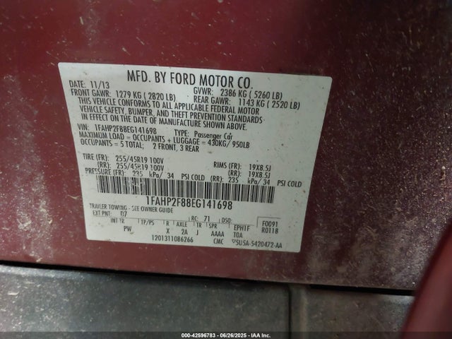 1FAHP2F88EG141698 Ford 2014