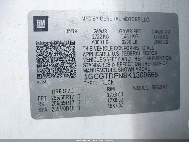 1GCGTDEN8K1309665 Chevrolet lg2 - di: direct injection, vvt: variable valve timing, alum, var2, gen2