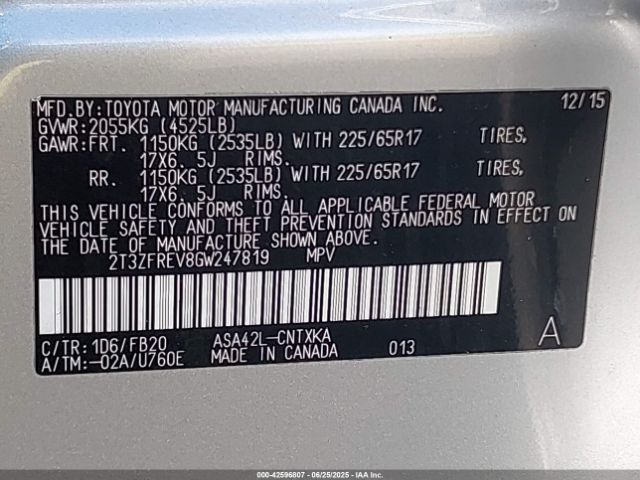 2016 TOYOTA RAV4 2T3ZFREV8GW247819 Photo 8