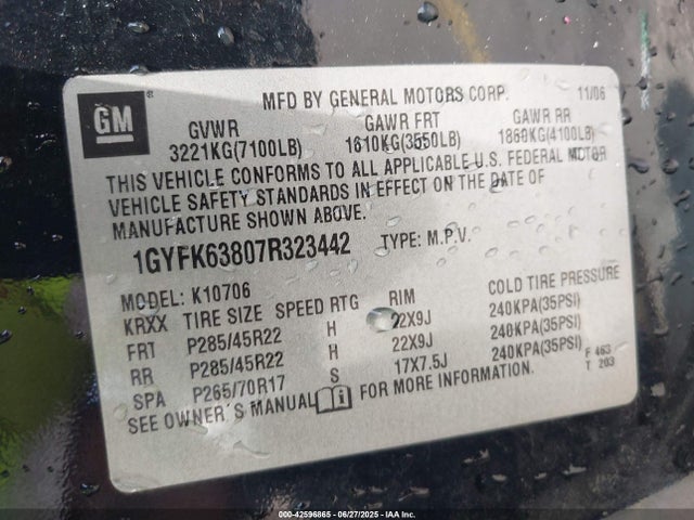 2007 CADILLAC ESCALADE 1GYFK63807R323442 Photo 8