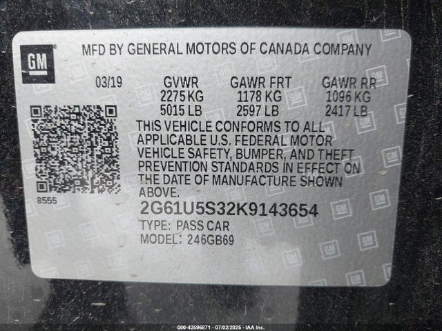 2G61U5S32K9143654 Cadillac lfx - sidi: spark ignited direct injection, vvt: variable valve timing, e85 max, alum