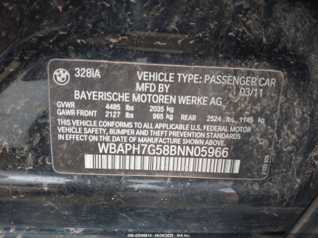 2011 BMW 328I WBAPH7G58BNN05966 Photo 8