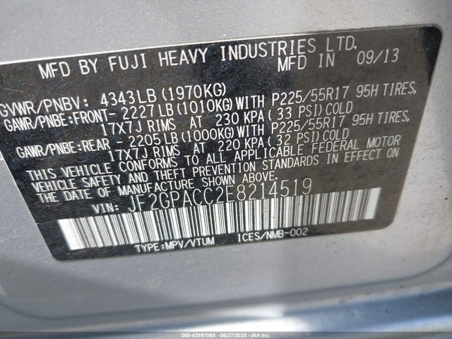 Subaru 2.0l na 2014 JF2GPACC2E8214519 Image 9
