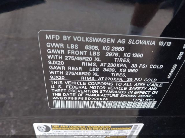 2014 VOLKSWAGEN TOUAREG WVGDP9BP5ED005024 Photo 8