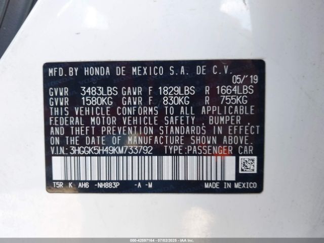 2019 HONDA FIT 3HGGK5H49KM733792 Photo 8