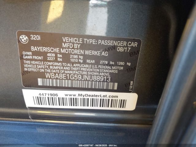 2018 BMW 320I WBA8E1G59JNU88913 Photo 8