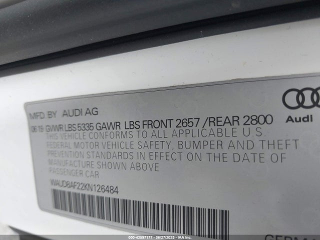 2019 AUDI A6 WAUD8AF22KN126484 Photo 8