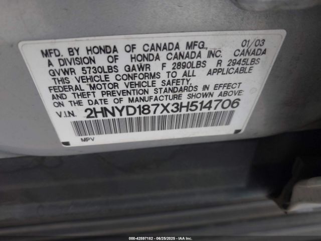 2003 ACURA MDX 2HNYD187X3H514706 Photo 8