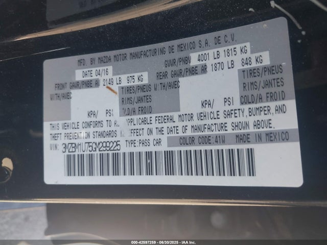 3MZBM1U75GM299225 Mazda pe