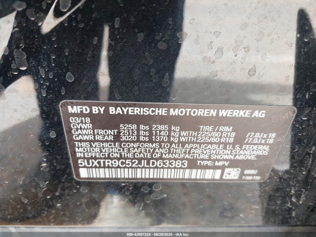 BMW 2018 2018 5UXTR9C52JLD63383 Image 9