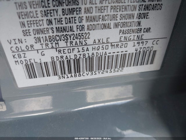 Nissan 2025 2025 3N1AB8CV3SY245522 Image 9