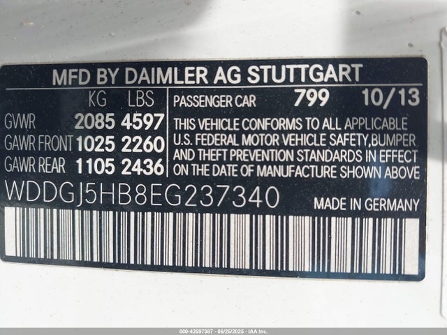 WDDGJ5HB8EG237340 Mercedes-Benz 2014