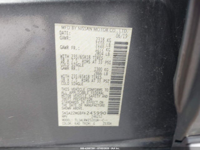 5N1AZ2MG8FN245990 Nissan 2015