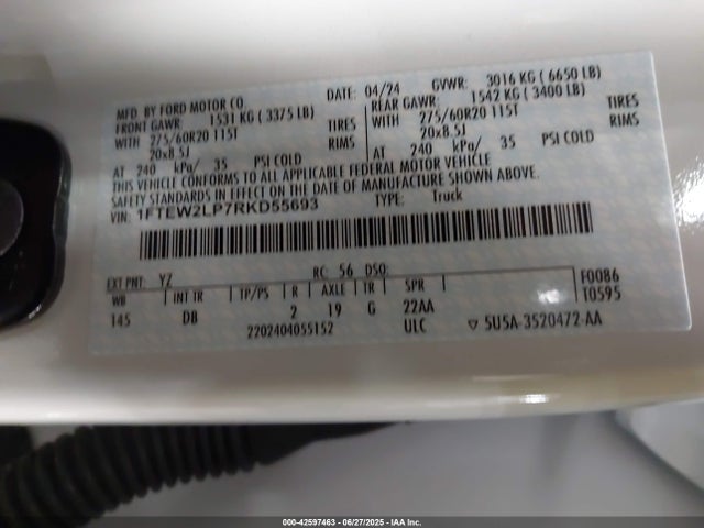 1FTEW2LP7RKD55693 Ford 2.7l-4v