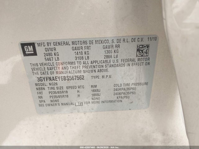 2011 CADILLAC SRX 3GYFNAEY6BS567562 Photo 8