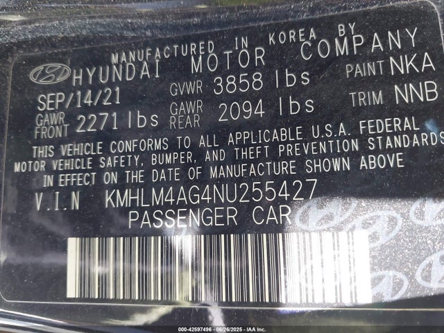 Hyundai mpi nu pe 2022 KMHLM4AG4NU255427 Image 9
