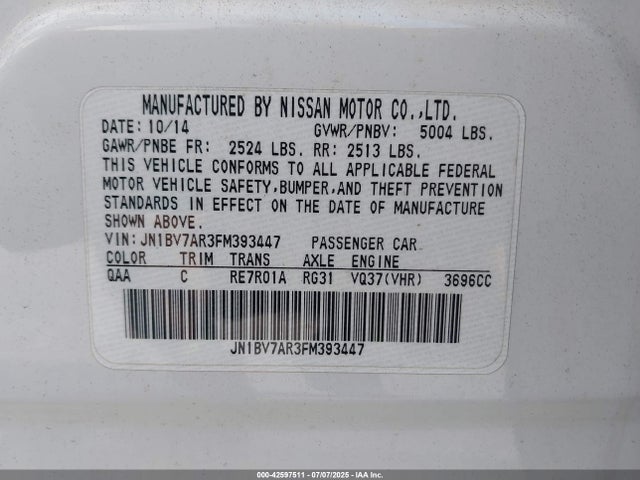 Infiniti Q50 2015 JN1BV7AR3FM393447 Image 9