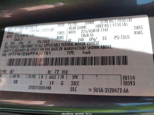 Ford F150 2023 1FTFW1E86PFA35761 Image 39