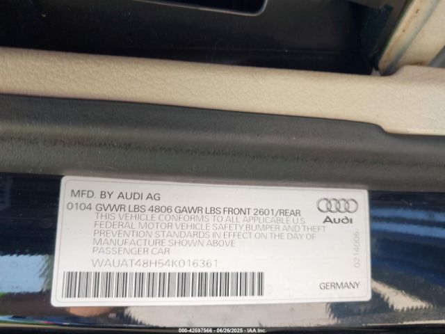 2004 AUDI A4 WAUAT48H54K016361 Photo 8