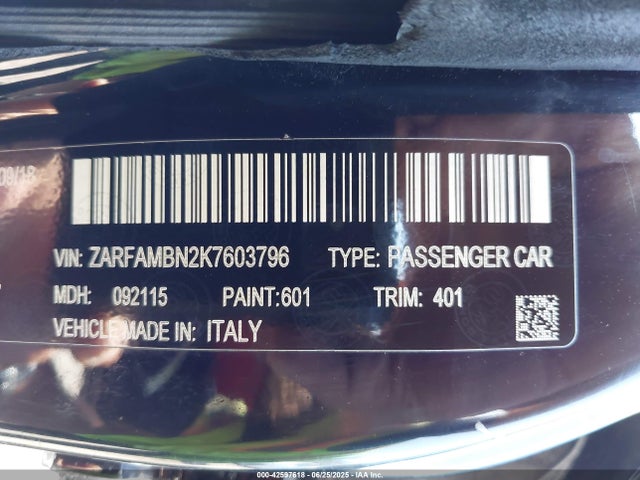ZARFAMBN2K7603796 Alfa Romeo giulia (952)