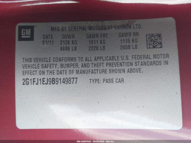 2011 CHEVROLET CAMARO 2G1FJ1EJ9B9149877 Photo 8