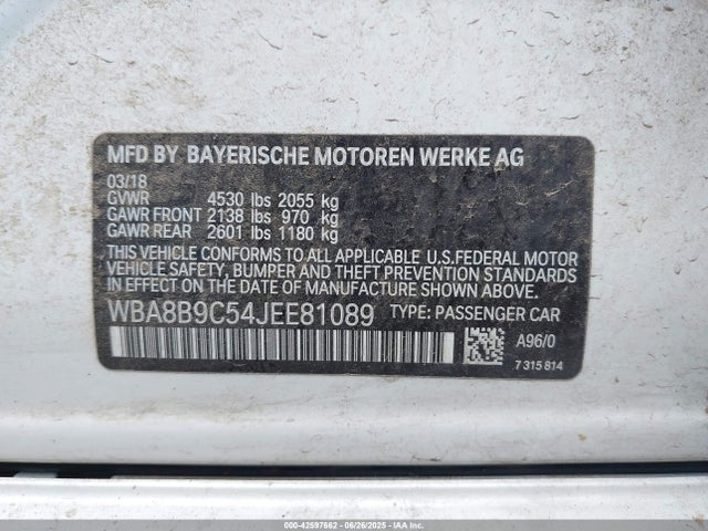 WBA8B9C54JEE81089 BMW 330I