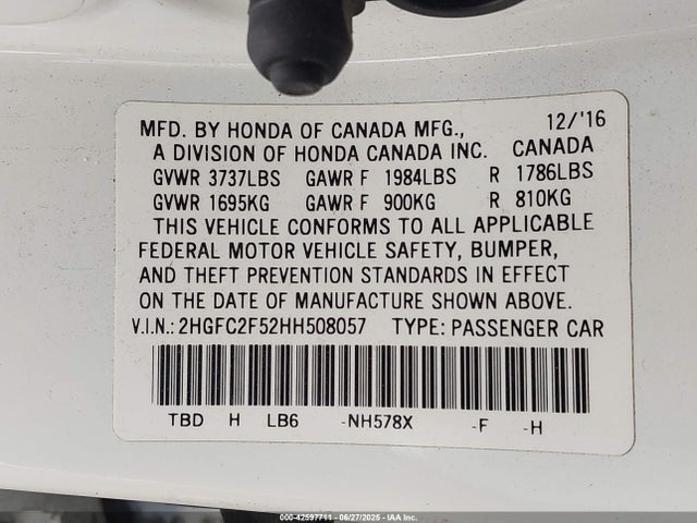 2HGFC2F52HH508057 Honda k20c2