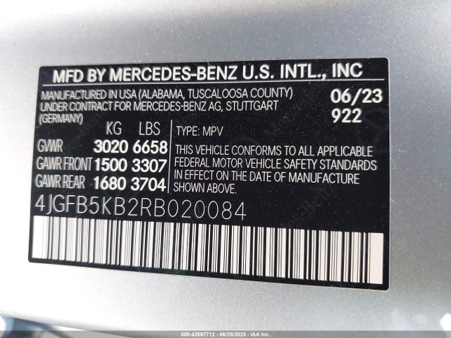 4JGFB5KB2RB020084 Mercedes-Benz m256