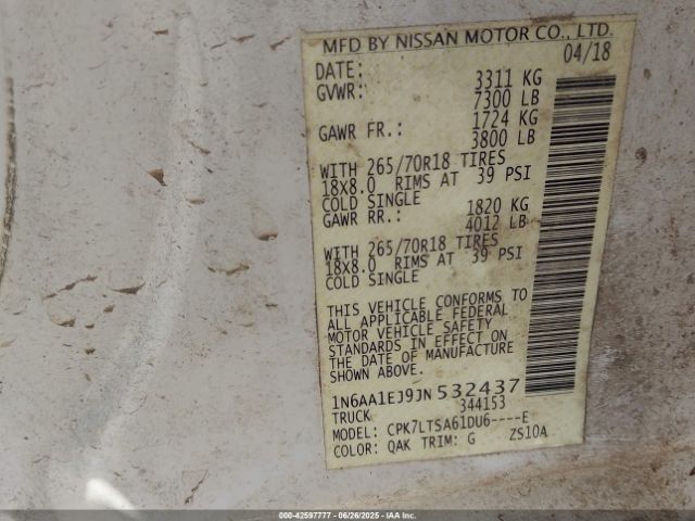 2018 NISSAN TITAN 1N6AA1EJ9JN532437 Photo 8