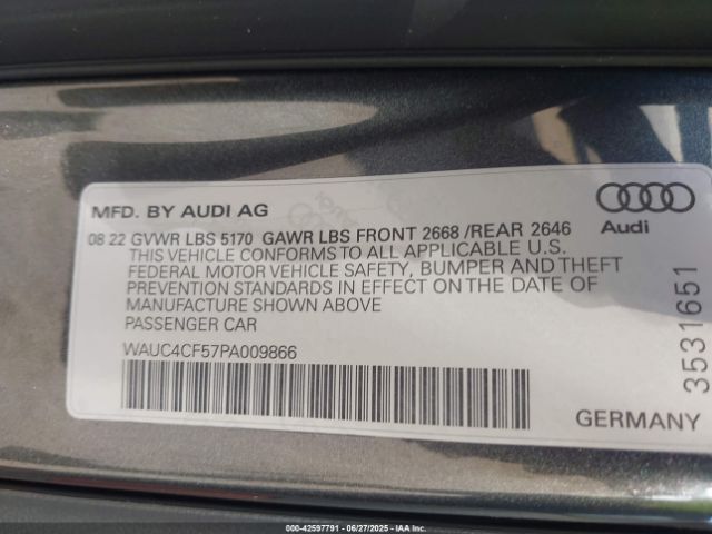 2023 AUDI S5 SPORTBACK WAUC4CF57PA009866 Photo 8