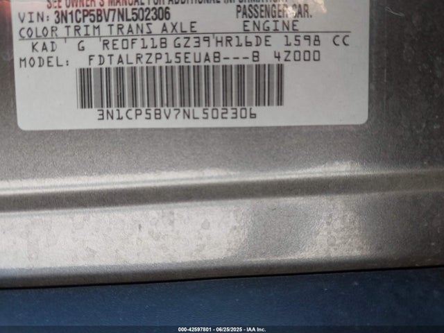 3N1CP5BV7NL502306 Nissan 2022