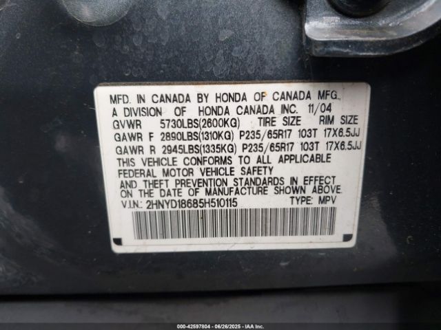 2005 ACURA MDX 2HNYD18685H510115 Photo 8