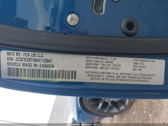 Dodge 2022 2022 2C3CDZBT0NH112947 Image 9