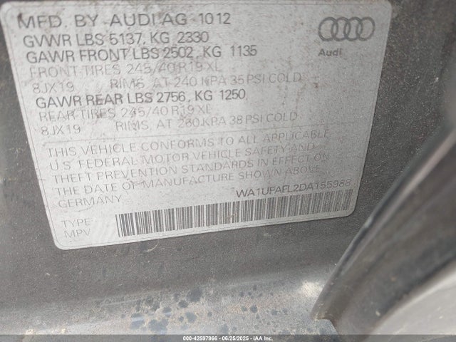2013 AUDI ALLROAD WA1UFAFL2DA155988 Photo 8