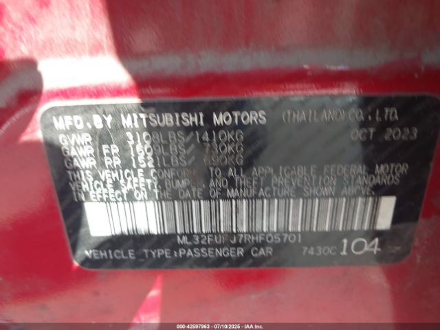 2024 MITSUBISHI MIRAGE G4 ML32FUFJ7RHF05701 Photo 8