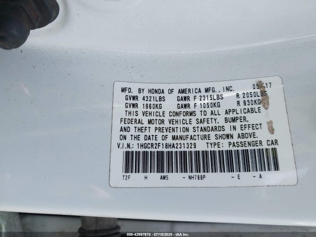 1HGCR2F18HA231329 Honda k24w1