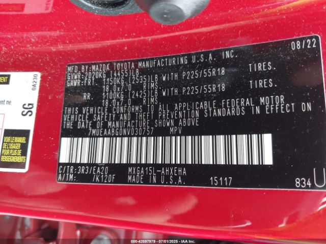 2022 TOYOTA COROLLA CROSS 7MUEAABG0NV030757 Photo 8