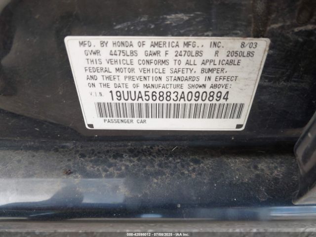 2003 ACURA TL 19UUA56883A090894 Photo 8